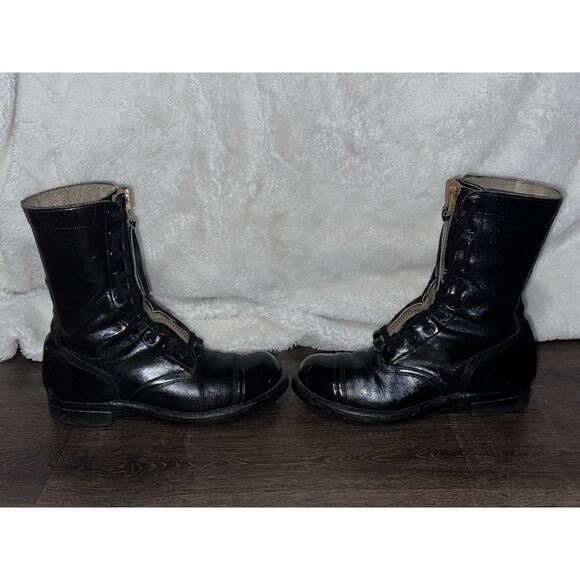 Vtg Vietnam Issue Black Leather Military Combat Jump Boots w/ Zippers SZ 7.5 Men main image 12